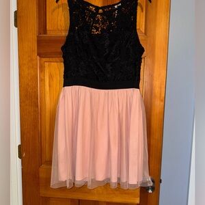 LC Lauren Conrad Black Lace and Pink Tulle Dress